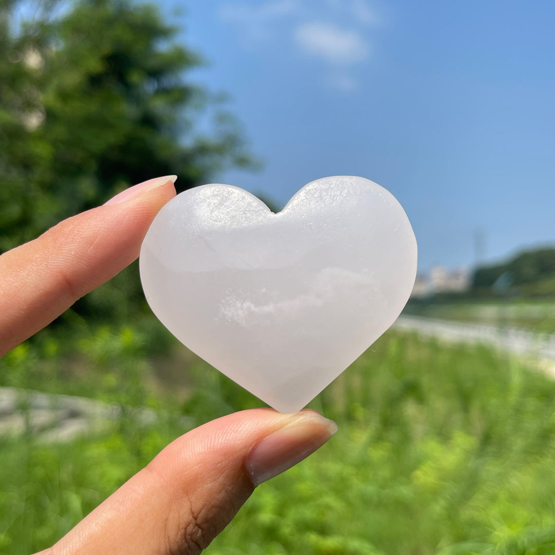 Natural Pink Calcite Mini Heart Carving