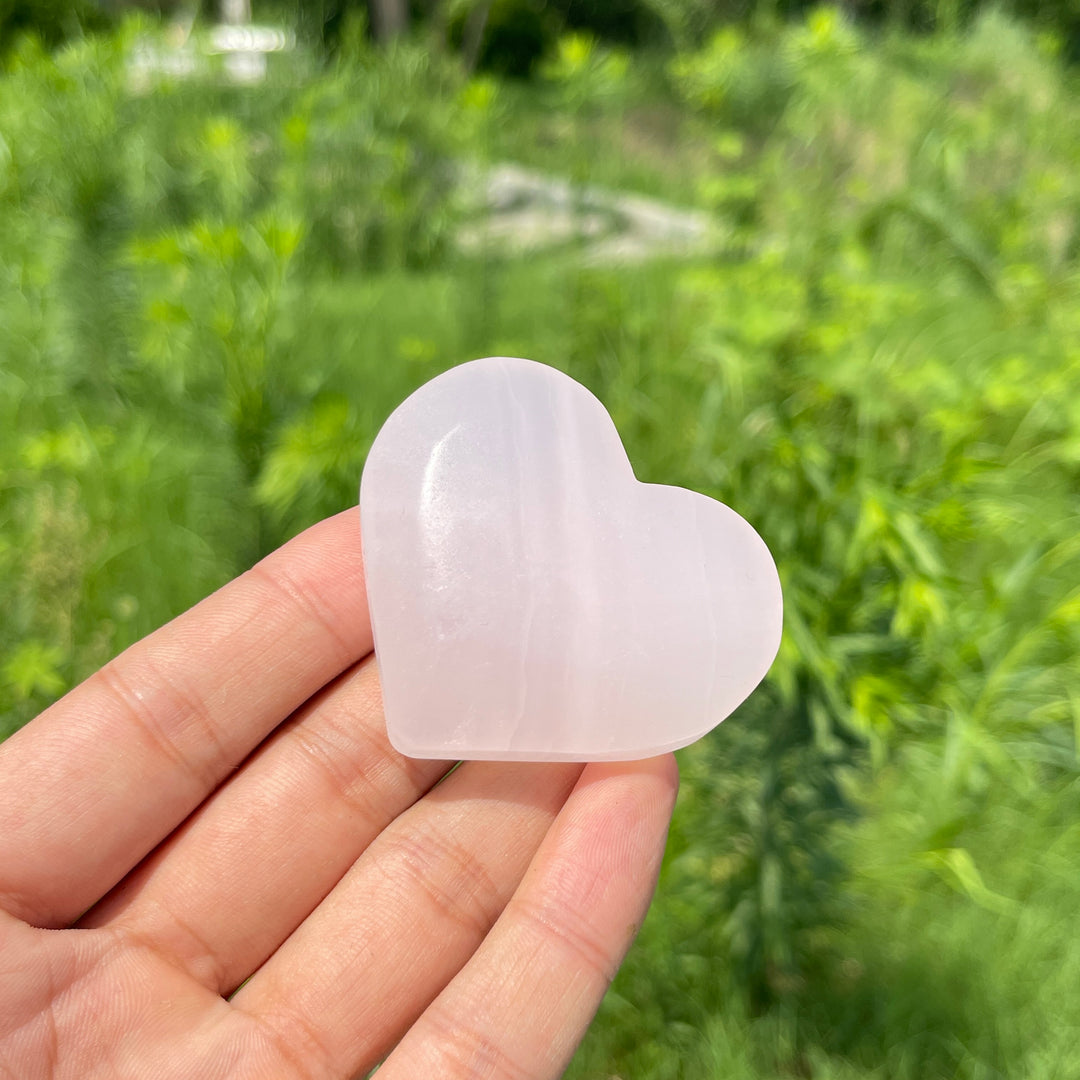 Natural Pink Calcite Mini Heart Carving