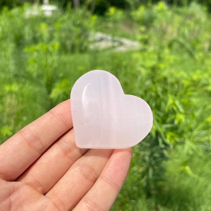 Natural Pink Calcite Mini Heart Carving