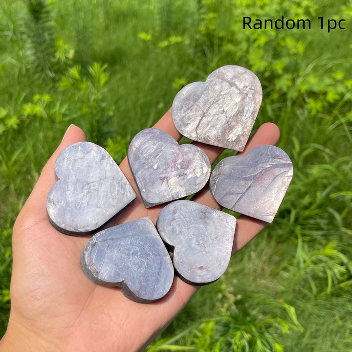 Natural Crystal Lepidolite Heart Carving