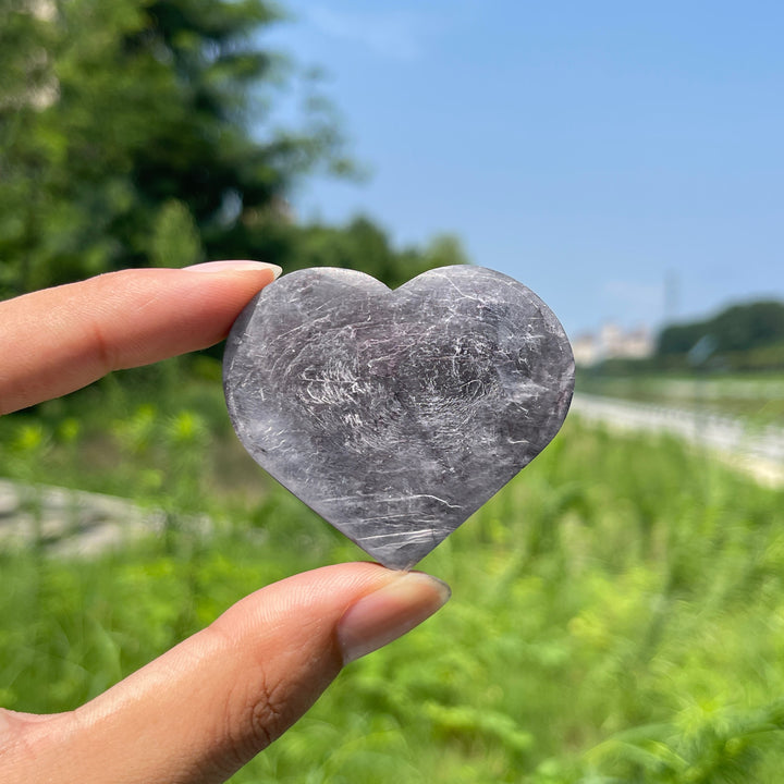 Natural Crystal Lepidolite Heart Carving