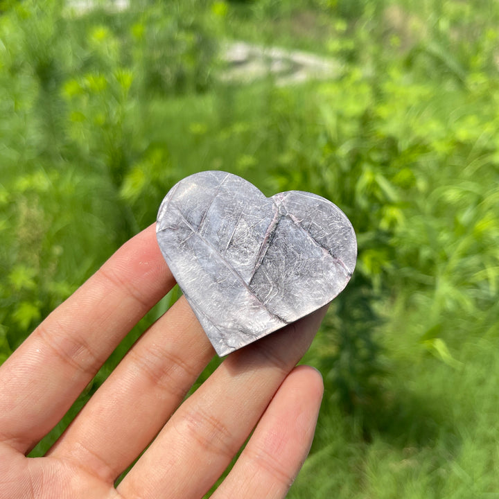 Natural Crystal Lepidolite Heart Carving