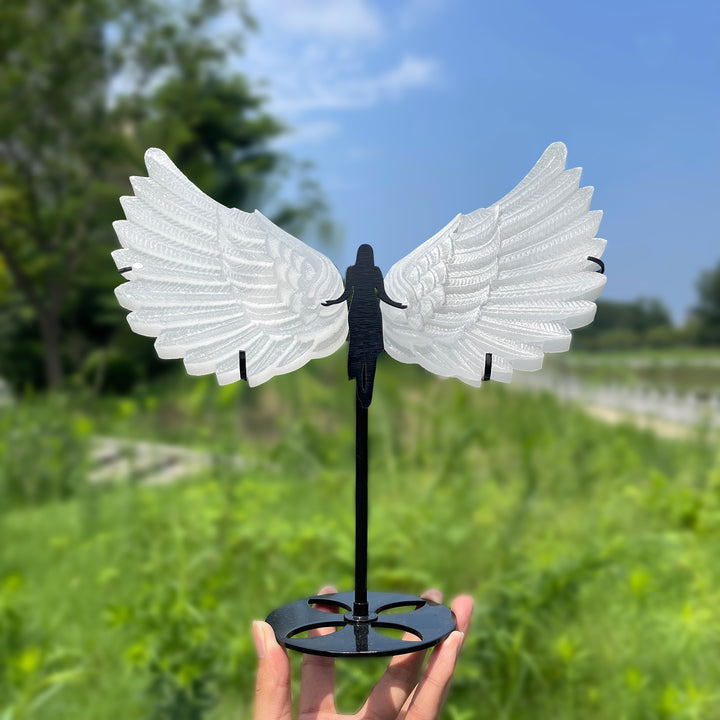 Unique,A Slightly Imperfect Natural Crystal Selenite Wings Carving