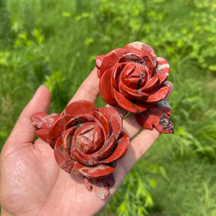 Unique,Natural Crystal Red Jasper Peony Blossom Carving
