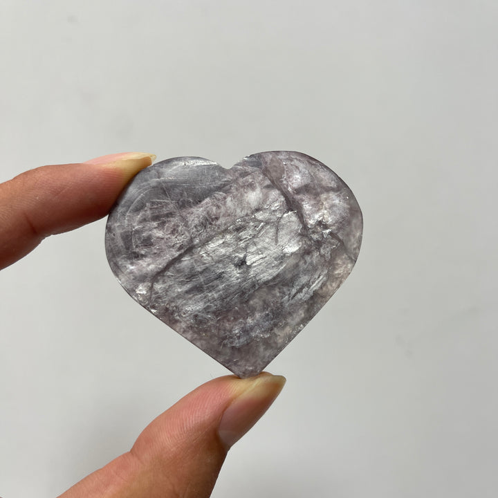 Natural Crystal Lepidolite Heart Carving