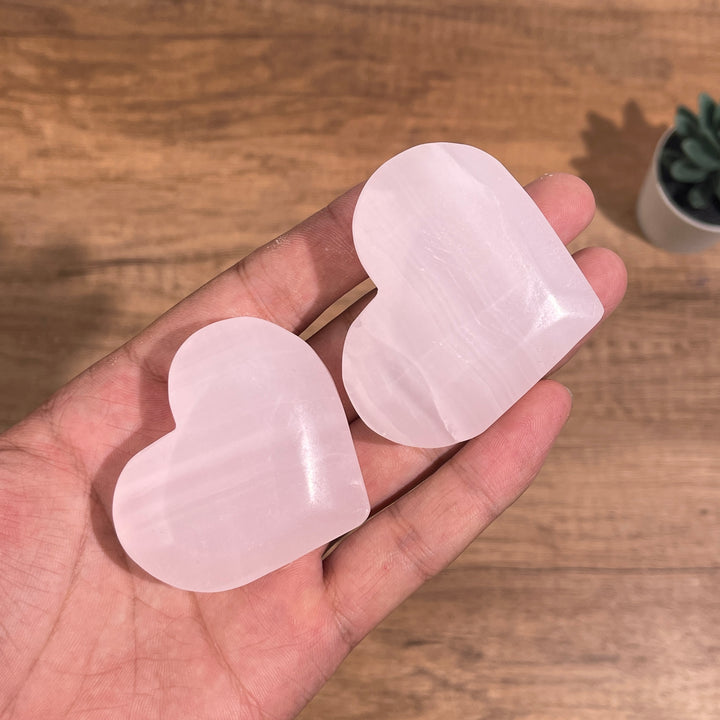 Natural Pink Calcite Mini Heart Carving