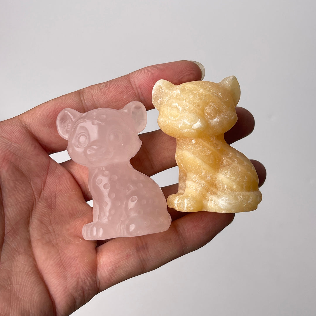 Natural Crystal Baby Leopard Carving