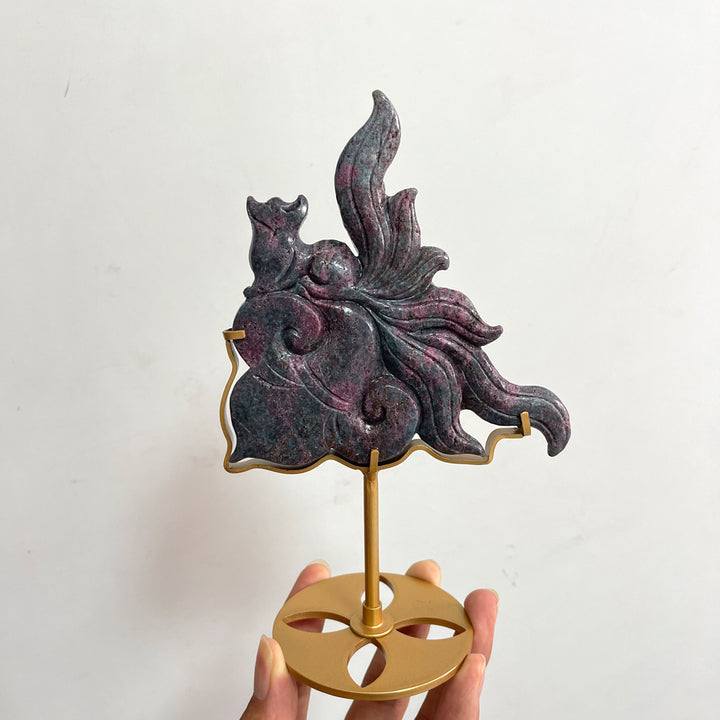 Unique,Natural Ruby In Kyanite And Fuchsite Nine-Tailed Fox