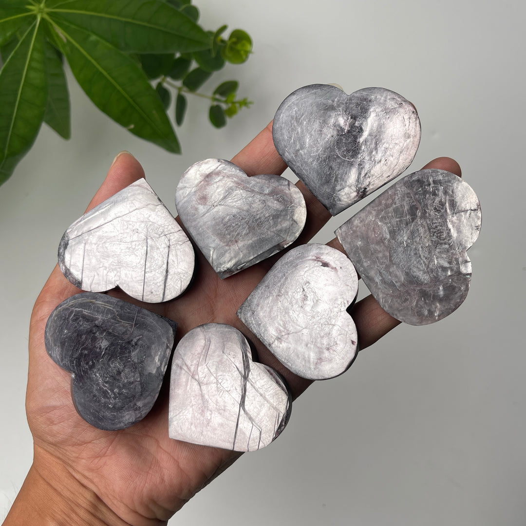 Natural Crystal Lepidolite Heart Carving
