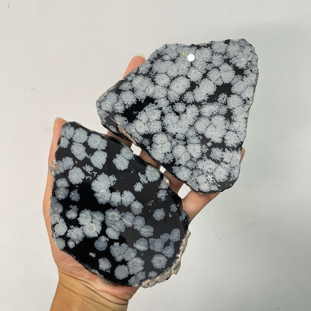 Unique,A Slightly Imperfect Natural Crystal Snowflake Obsidian Slice