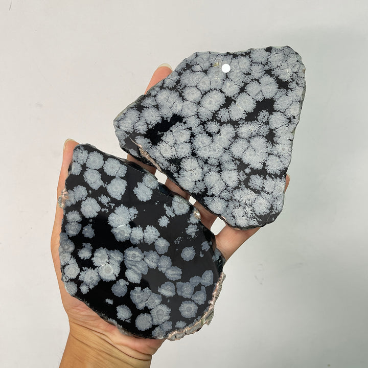 Unique,A Slightly Imperfect Natural Crystal Snowflake Obsidian Slice