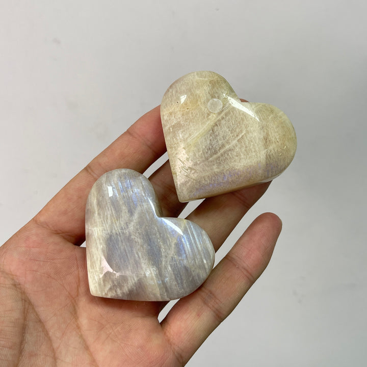 A Slightly Imperfect Natural Moonstone Heart Carving