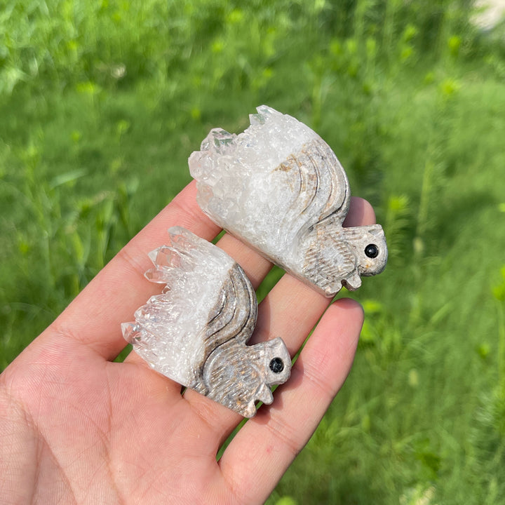 Natural Quartz Cluster Squirrel Carving