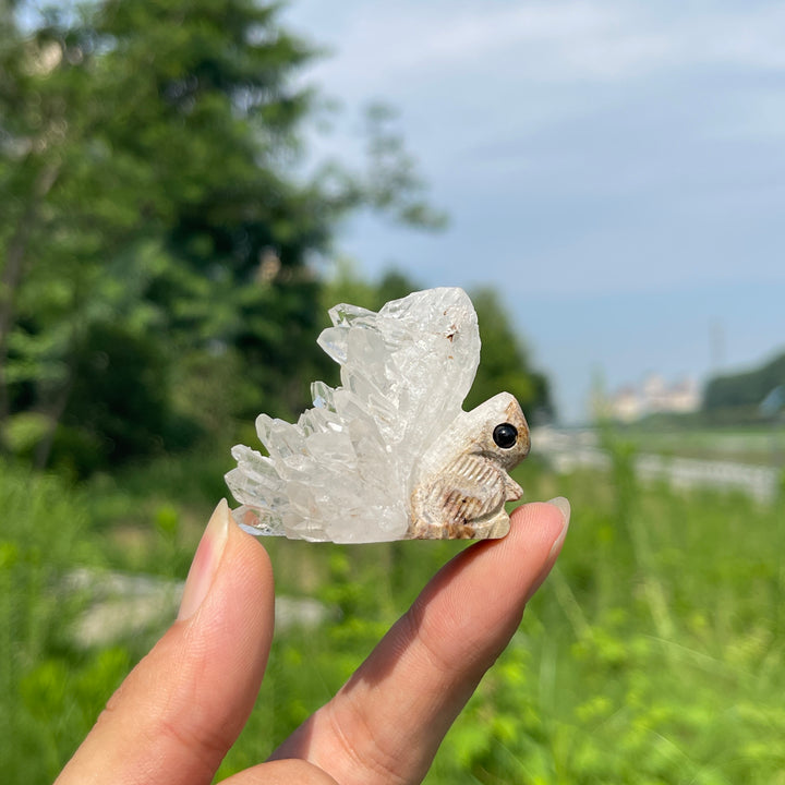 Natural Quartz Cluster Squirrel Carving