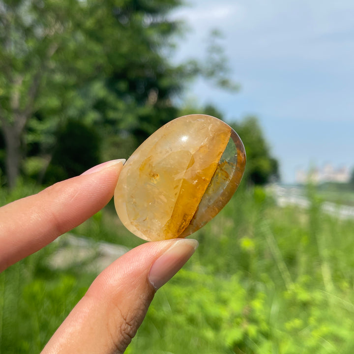 Natural Crystal Golden Healer Palm Stone