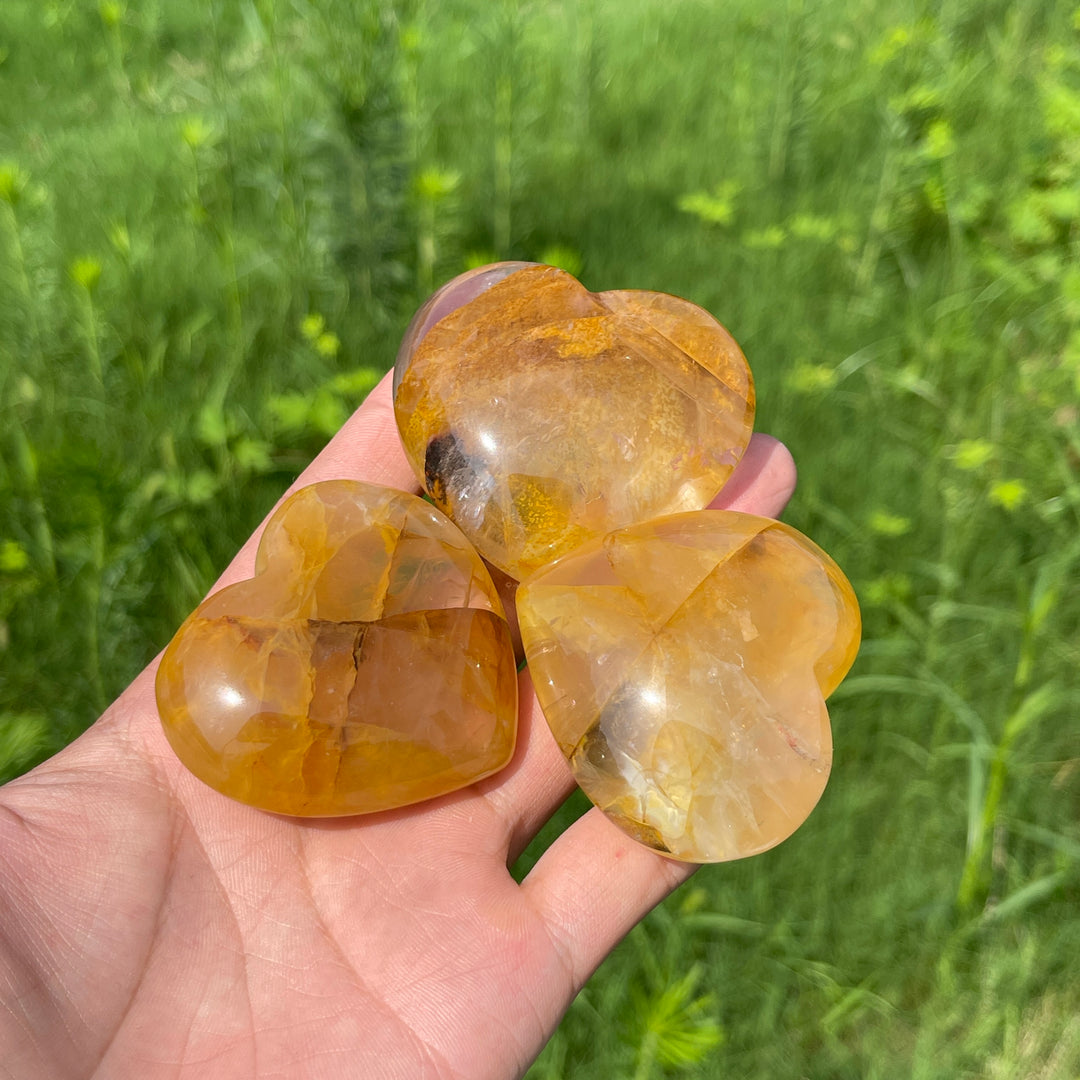 Natural Golden Healer Crystal Heart