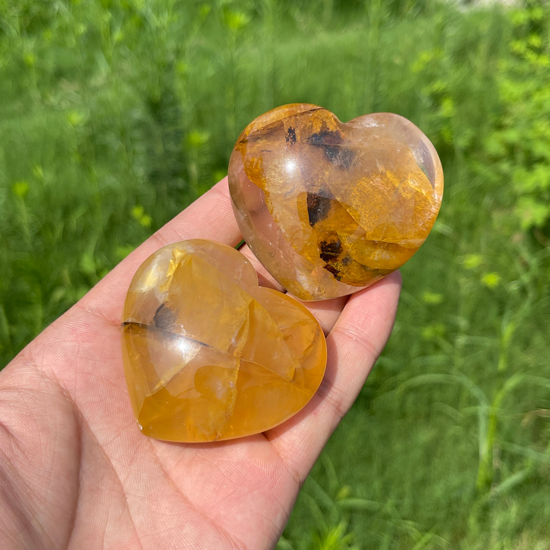 Natural Golden Healer Crystal Heart