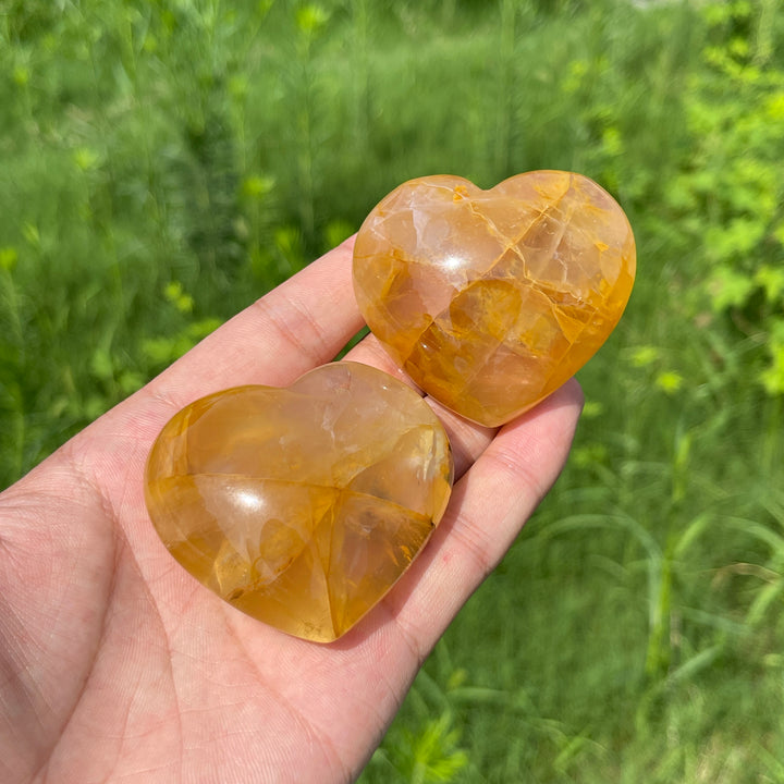 Natural Golden Healer Crystal Heart