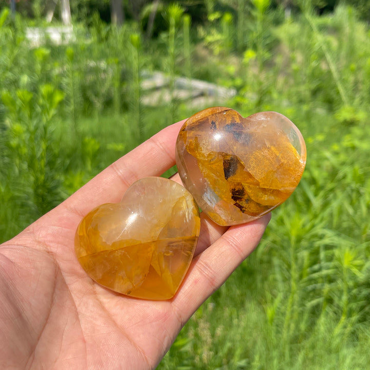 Natural Golden Healer Crystal Heart