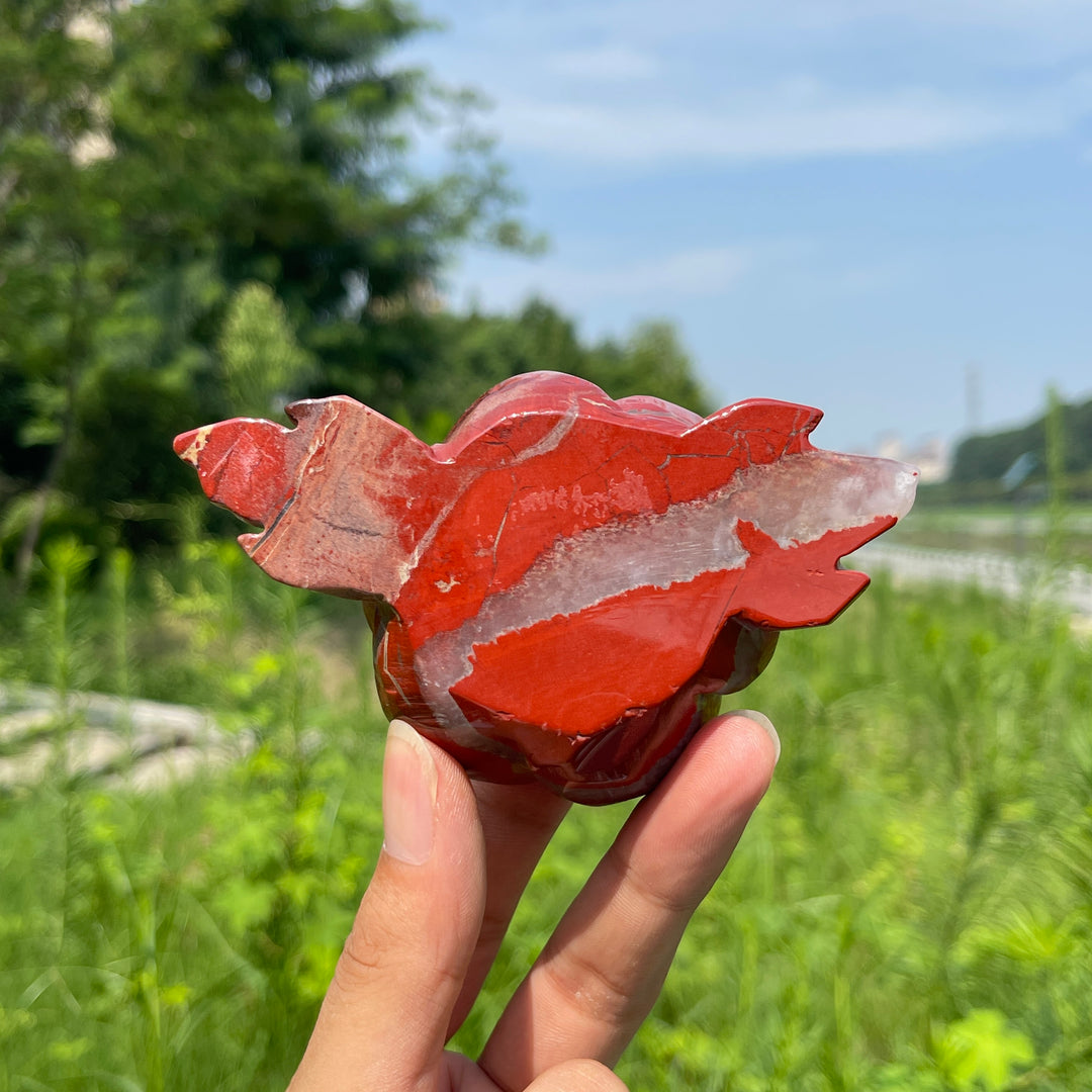 Unique,Natural Crystal Red Jasper Peony Blossom Carving