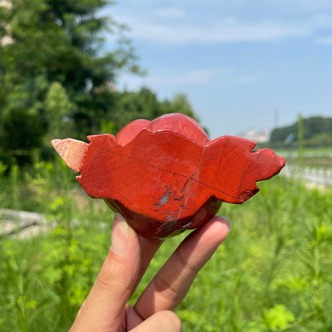 Unique,Natural Crystal Red Jasper Peony Blossom Carving