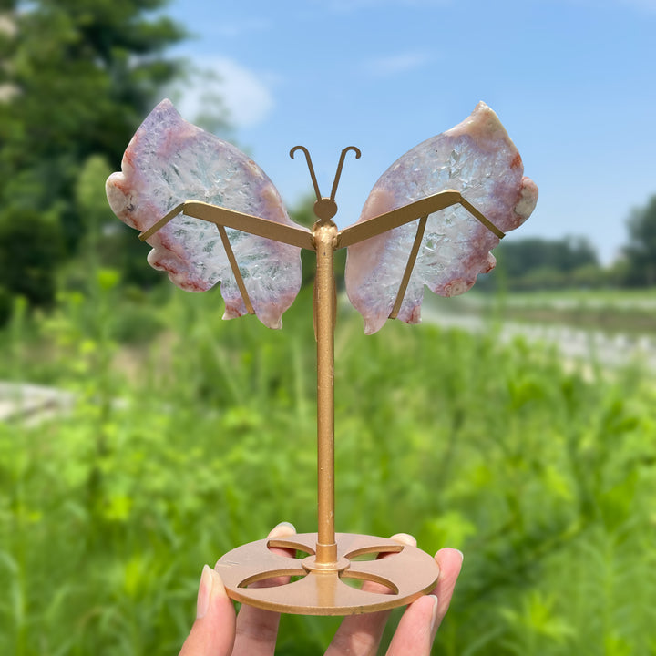 Unique,A Slightly Imperfect Natural Exquisite Pink Amethyst Butterfly Wings