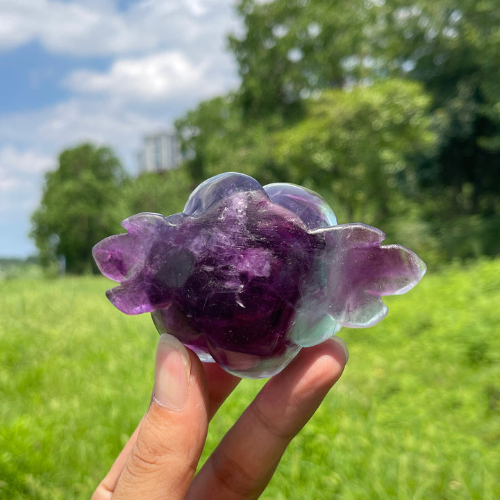 Unique,Natural Crystal Fluorite Peony Carving