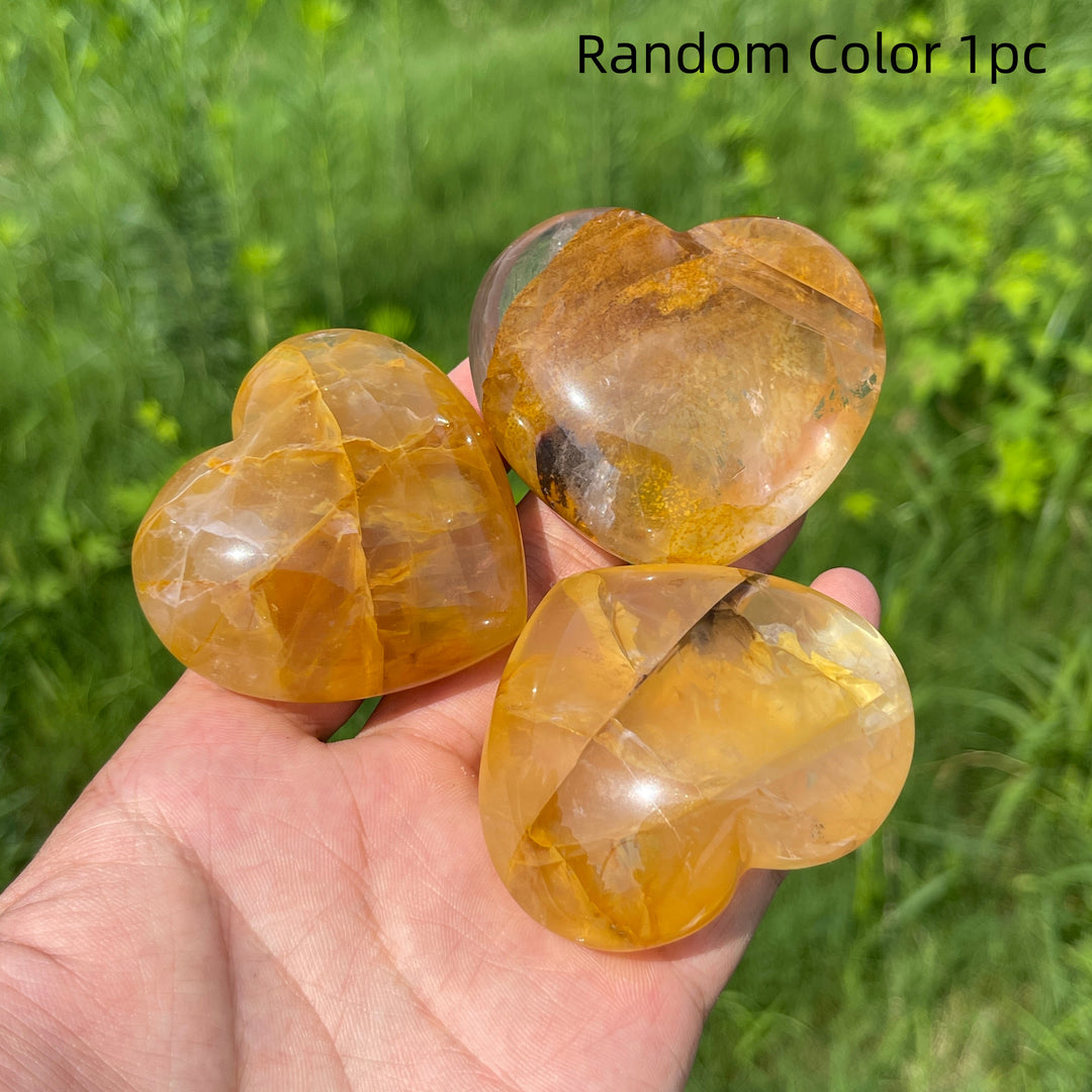 Natural Golden Healer Crystal Heart