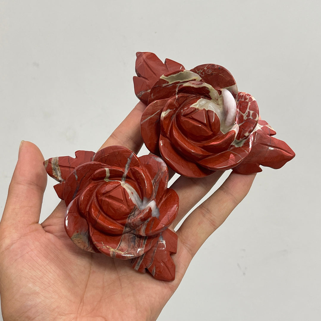 Unique,Natural Crystal Red Jasper Peony Blossom Carving