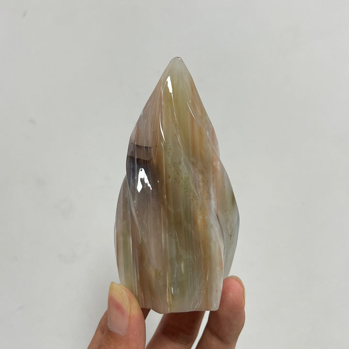 Unique,Natural Crystal Banded Agate Torch Ornament