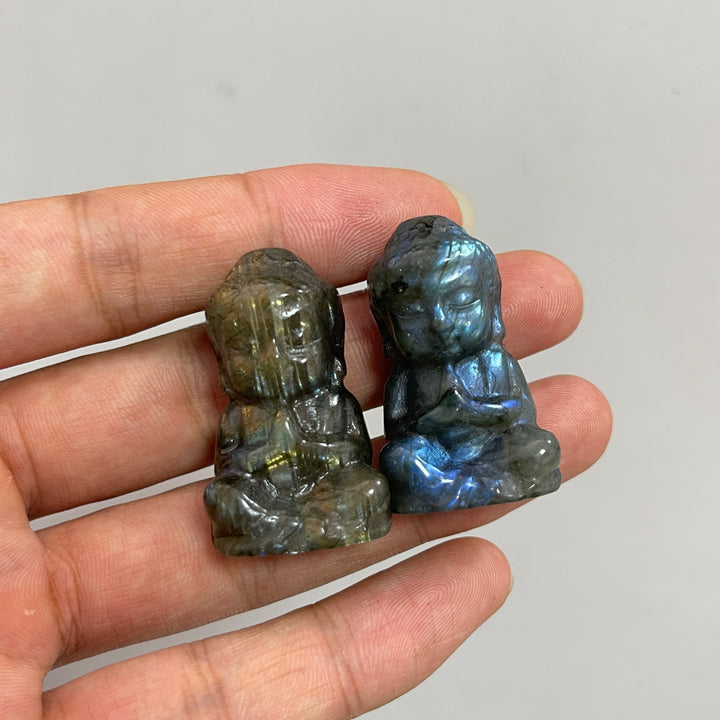 Natural Crystal Labradorite Baby Buddha Carving