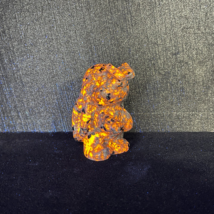 Natural Crystal Bunny Playing With Butterfly Carving
