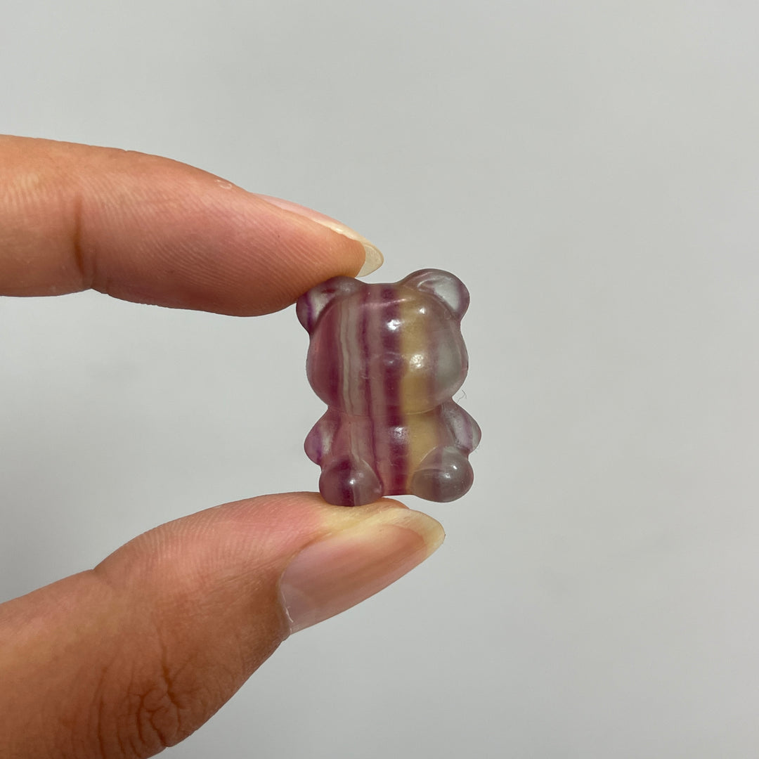 Natural Crystal Fluorite Candy Bear Carving