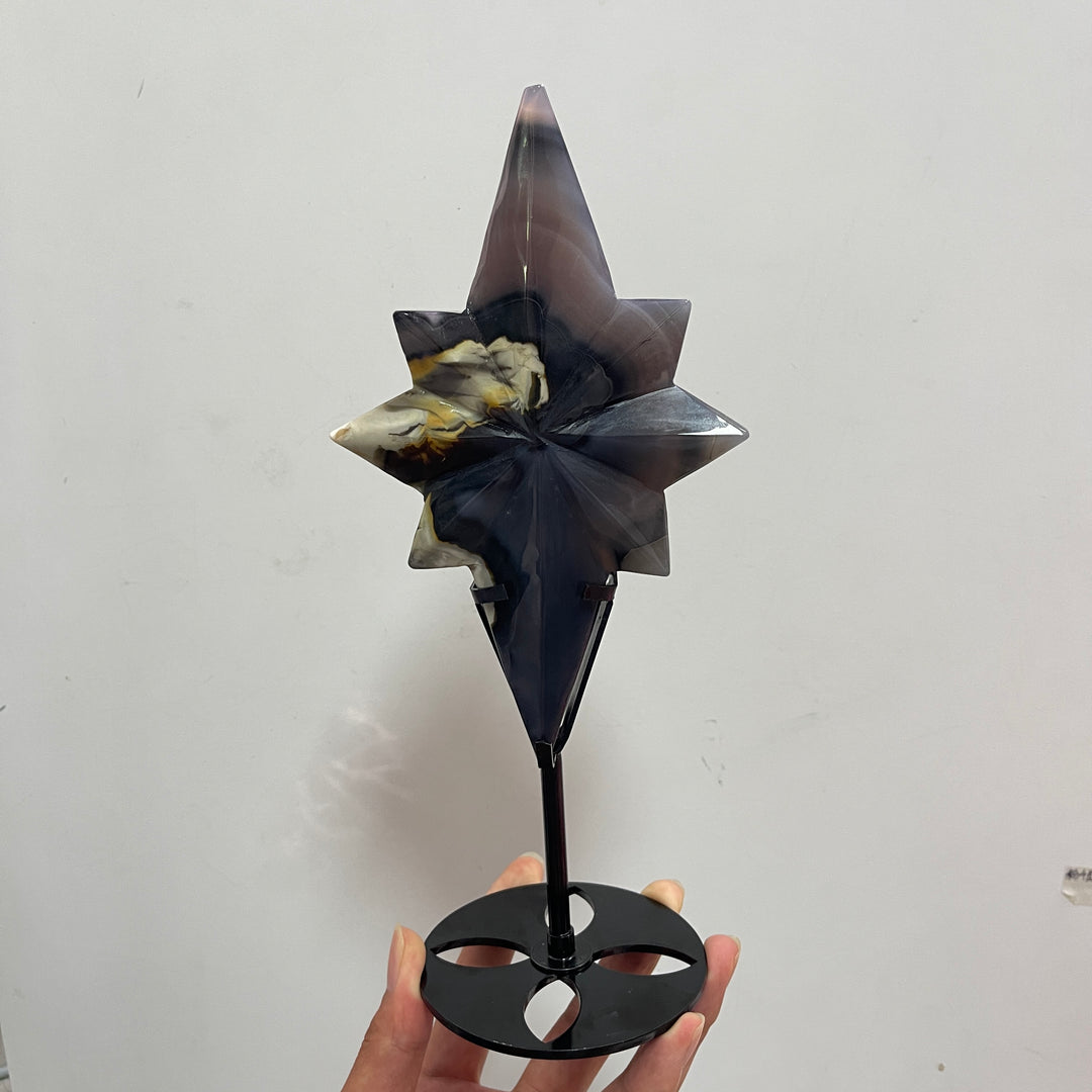 Unique,A Slightly Imperfect Natural Crystal Volcanic Agate North Star