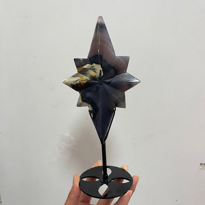 Unique,A Slightly Imperfect Natural Crystal Volcanic Agate North Star
