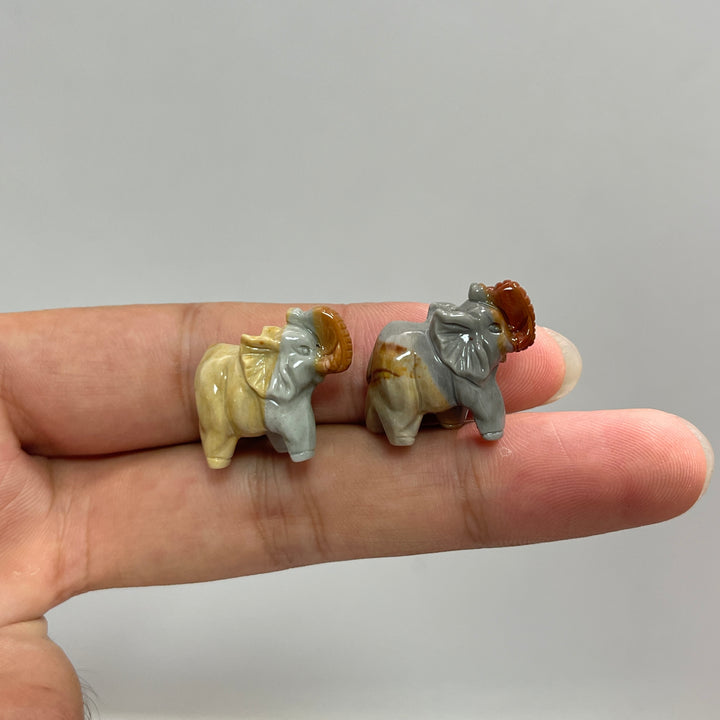 Natural Crystal Mini Alashan Agate Elephant Carving