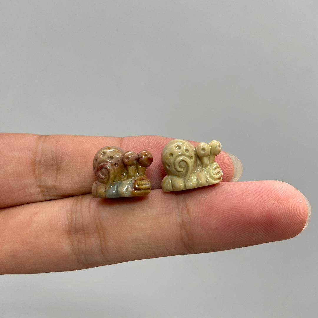 Natural Crystal Mini Alashan Agate Snail Carving