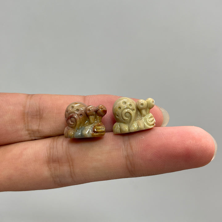 Natural Crystal Mini Alashan Agate Snail Carving