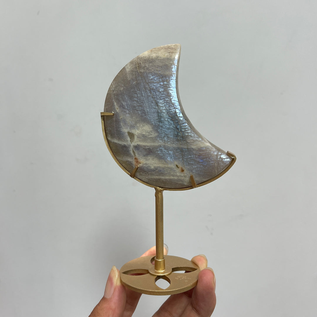 Unique,Natural Crystal Moonstone Crescent Moon