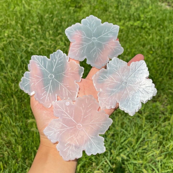 A Slightly Imperfect Natural Crystal Selenite Snowflake Carving