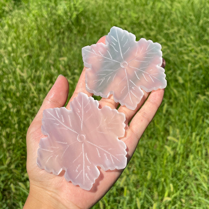 A Slightly Imperfect Natural Crystal Selenite Snowflake Carving