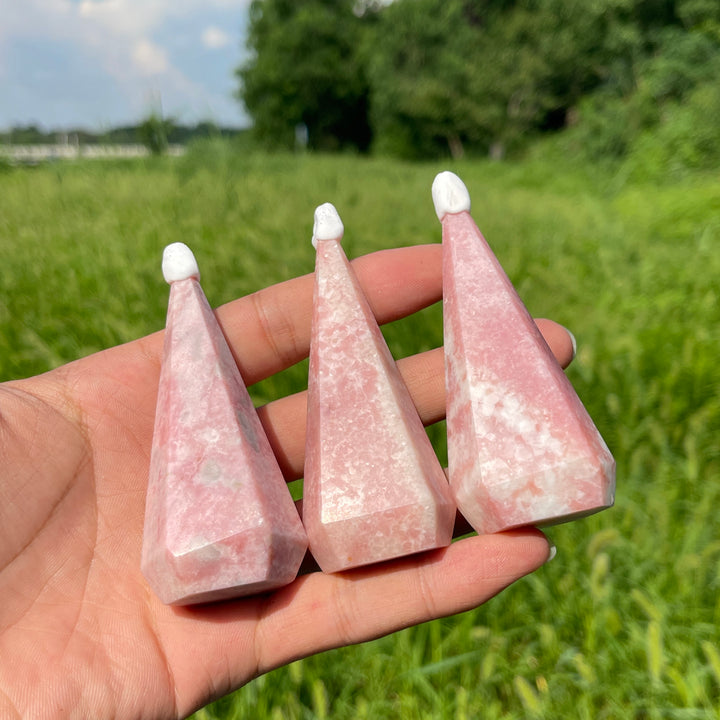 Natural Crystal Pink Opal Diamond Tower