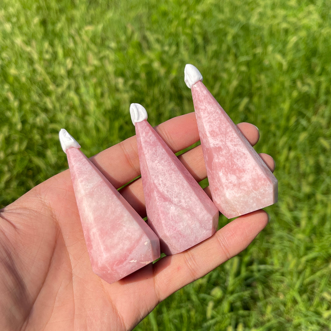 Natural Crystal Pink Opal Diamond Tower
