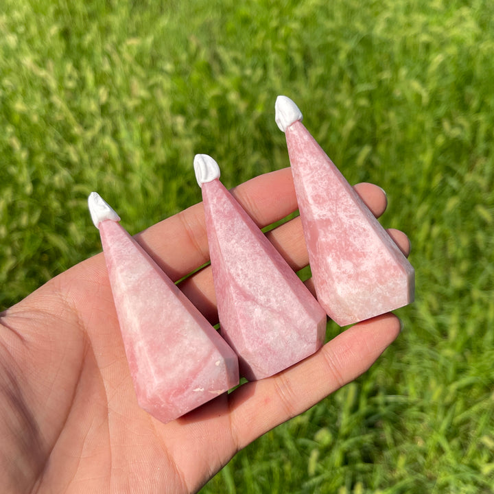 Natural Crystal Pink Opal Diamond Tower