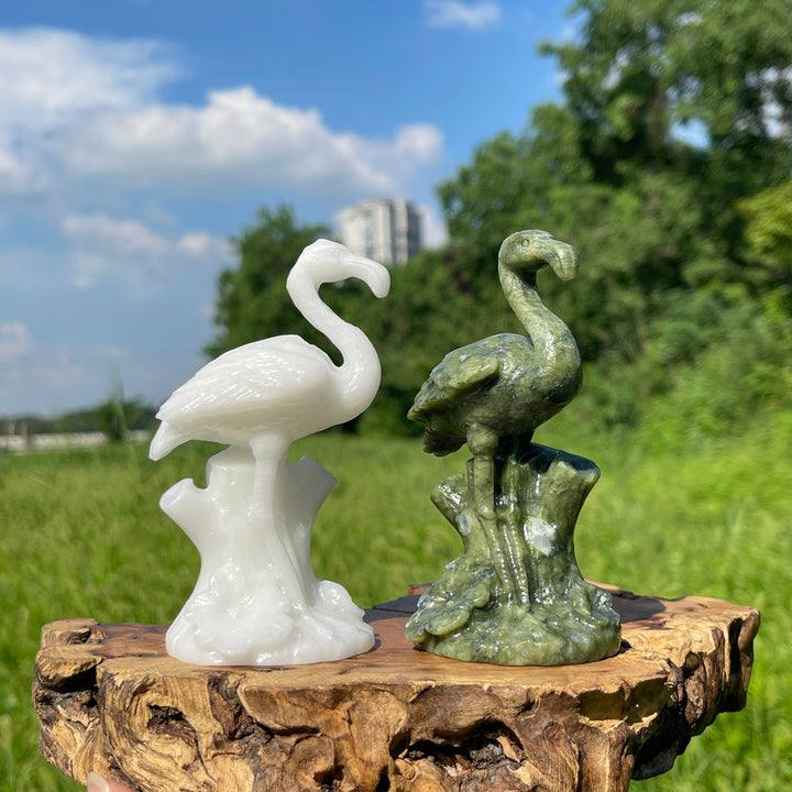 Natural Crystal Tree Base Flamingo Carving