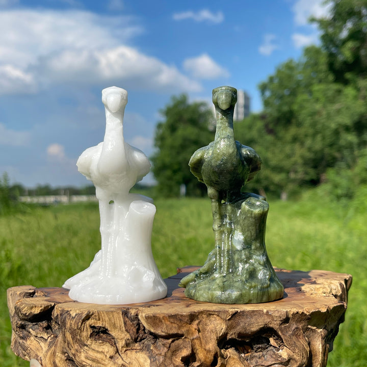 Natural Crystal Tree Base Flamingo Carving