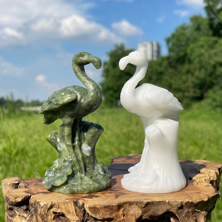 Natural Crystal Tree Base Flamingo Carving