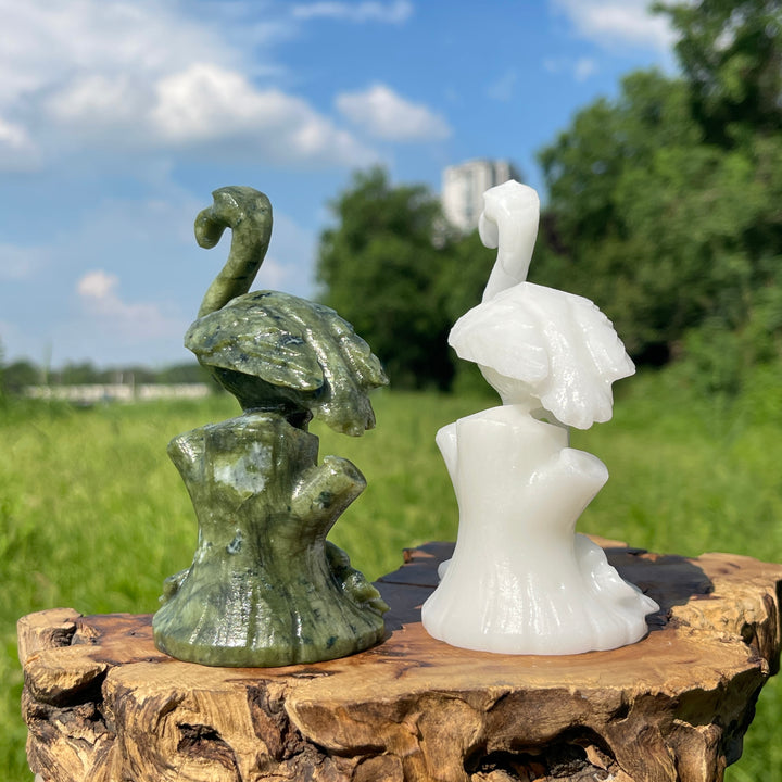 Natural Crystal Tree Base Flamingo Carving