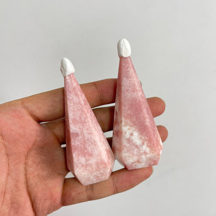 Natural Crystal Pink Opal Diamond Tower