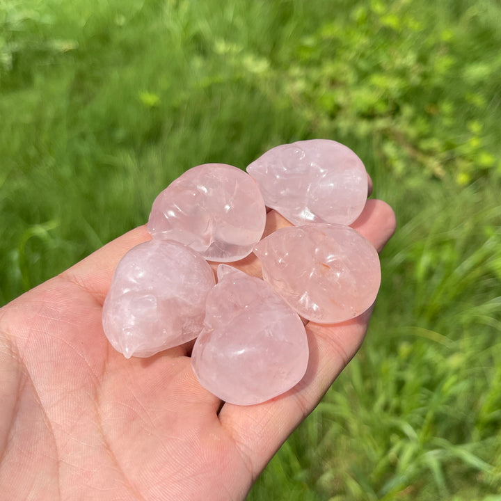 Natural Crystal Rose Quartz Sleeping Cat Carving